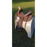 14 15 16 Double T Roughout Barrel Style Saddle Set.