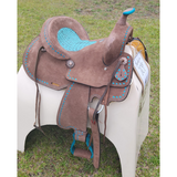 14 15 16 Double T Roughout Barrel Style Saddle Set.