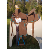 14 15 16 Double T Roughout Barrel Style Saddle Set.