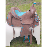 14 15 16 Double T Roughout Barrel Style Saddle Set.