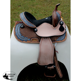 14", 15" Double T barrel style saddle with oak leaf tooled design. - Country Scene Saddlery and Pet Supplies