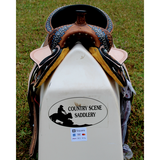 14’’ 15’’ Double T barrel style saddle with oak leaf tooled design.