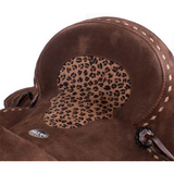 14", 15" Double T Hard Seat Barrel style saddle with Cheetah Seat. - Country Scene Saddlery and Pet Supplies