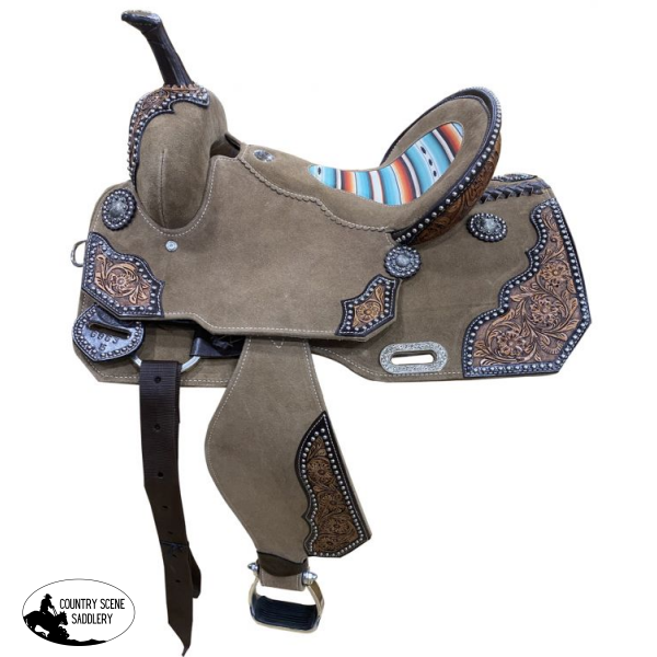 14 15 Double T Rough Out Barrel Style Saddle Full Qh Western Saddles