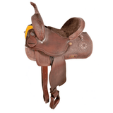 14", 15" Economy Barrel Style Saddle Set with basket stamp tooling. - Country Scene Saddlery and Pet Supplies