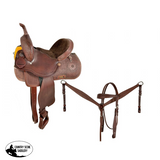 14", 15" Economy Barrel Style Saddle Set with basket stamp tooling. - Country Scene Saddlery and Pet Supplies