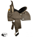 14" Double T Barrel style saddle with White buckstitch accents - Country Scene Saddlery and Pet Supplies