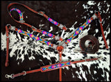 Showman Beaded Neon Tribal 4 Piece Headstall and Breastcollar Set - Country Scene Saddlery and Pet Supplies