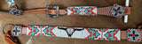 New! Showman ® 4pc. Longhorn beaded one headstall and breast collar set with square bling concho accents. - Country Scene Saddlery and Pet Supplies