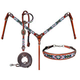 Showman 4-Piece Beaded Pastel One Ear Headstall and Breastcollar Set - Country Scene Saddlery and Pet Supplies