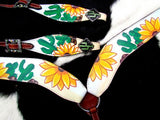 Showman ® Hand Painted Sunflower and Cactus Print One Ear Headstall and Breastcollar Set. - Country Scene Saddlery and Pet Supplies