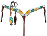 Showman ® Hand Painted Sunflower and Cactus Print One Ear Headstall and Breastcollar Set. - Country Scene Saddlery and Pet Supplies