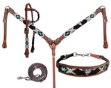 Showman ® SW beaded One Ear headstall and breastcollar set - Country Scene Saddlery and Pet Supplies