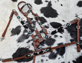 Showman ® SW beaded One Ear headstall and breastcollar set - Country Scene Saddlery and Pet Supplies