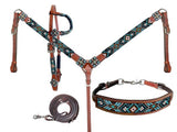 New! Showman ® Beaded Southwest Design 4 Piece Set. - Country Scene Saddlery and Pet Supplies