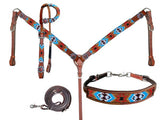 Showman ® Beaded Southwest Design 4 Piece Set. - Country Scene Saddlery and Pet Supplies