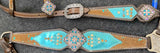 Showman® Teal Leather with Brown Hair on Cowhide - Country Scene Saddlery and Pet Supplies