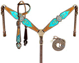 Showman® Teal Leather with Brown Hair on Cowhide - Country Scene Saddlery and Pet Supplies