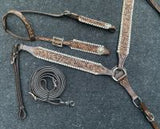 New! Showman ® Two-Tone Tooled Single Ear Headstall and Breast Collar Set - Country Scene Saddlery and Pet Supplies
