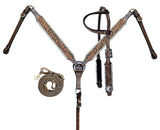 New! Showman ® Two-Tone Tooled Single Ear Headstall and Breast Collar Set - Country Scene Saddlery and Pet Supplies