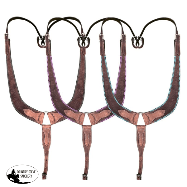 14632 Showman ® Medium Leather Pulling Collar With Rawhide Wrapped Edges Pulling Breast Collars