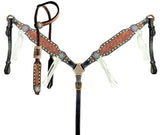 NEW! Showman ® Two-Tone Tooled Single Ear Headstall and Breast Collar Set - Country Scene Saddlery and Pet Supplies