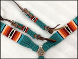 NEW!Showman Corded One Ear Headstall & Breast collar set - teal, orange, and red - Country Scene Saddlery and Pet Supplies