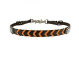 New! 14703 - Leather wither strap with colorful rawhide lacing