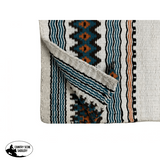 14730 Showman ® 36 x 34 Wool Saddle Blanket with Navajo Design – White/Turq/Orange/Black - Country Scene Saddlery and Pet Supplies