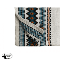 14730 Showman ® 36 X 34 Wool Saddle Blanket With Navajo Design White/Turq/Orange/Black Pads &