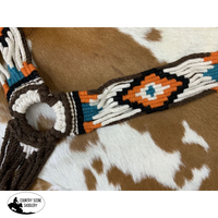 14730B Showman ® Wool String Breastcollar With Navajo Design - White/Turq/Orange/Brown Breastplate