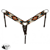 14730B Showman ® Wool String Breastcollar With Navajo Design - White/Turq/Orange/Brown Breastplate