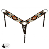 14730B Showman ® Wool String Breastcollar with Navajo Design - White/Turq/Orange/Brown - Country Scene Saddlery and Pet Supplies