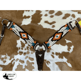 14730B Showman ® Wool String Breastcollar with Navajo Design - White/Turq/Orange/Brown - Country Scene Saddlery and Pet Supplies