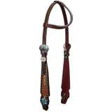 New! Showman Diamond Bloom One Ear Headstall and Breastcollar Set - Country Scene Saddlery and Pet Supplies