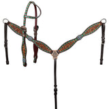 New! Showman Desert Bloom One Ear Headstall and Breastcollar Set - Country Scene Saddlery and Pet Supplies