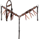 New! Showman Raven Hide One Ear Headstall and Breastcollar Set - Country Scene Saddlery and Pet Supplies