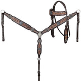 New! Showman Dark Range Rose Browband Headstall and Breastcollar Set - Country Scene Saddlery and Pet Supplies