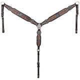 New! Showman Dark Range Rose Browband Headstall and Breastcollar Set - Country Scene Saddlery and Pet Supplies