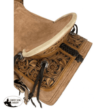 1480816 16 Roper Style Roughout Hardseat Saddle With Tooling And Rawhide Accents Roping Style