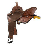Double T Cocoa Daisies Spinal Relief Barrel Saddle - 15, 16 Inch - Country Scene Saddlery and Pet Supplies