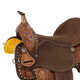 Double T Cocoa Daisies Spinal Relief Barrel Saddle - 15, 16 Inch - Country Scene Saddlery and Pet Supplies