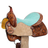 New! Double T Coastal Poppy Spinal Relief Barrel Style Saddle - 14, 15, 16 Inch - Country Scene Saddlery and Pet Supplies