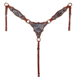 New! Showman Weathered Steer One Ear Headstall and Breastcollar Set - Country Scene Saddlery and Pet Supplies