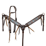 New! Showman Weathered Steer Traditional One Ear Headstall and Breastcollar Set - Country Scene Saddlery and Pet Supplies