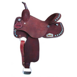 15", 16" Circle S Barrel Style Saddle with turquoise backstitch trim. - Country Scene Saddlery and Pet Supplies