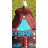 15", 16" Circle S Barrel Style Saddle with turquoise leather laced arrow trim. - Country Scene Saddlery and Pet Supplies