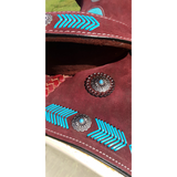 15", 16" Circle S Barrel Style Saddle with turquoise leather laced arrow trim. - Country Scene Saddlery and Pet Supplies