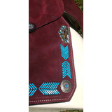 15", 16" Circle S Barrel Style Saddle with turquoise leather laced arrow trim. - Country Scene Saddlery and Pet Supplies