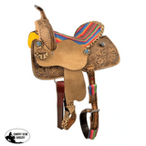 15 Double T Barrel Style Western Saddle With Serape & Cheetah Accents. Saddles